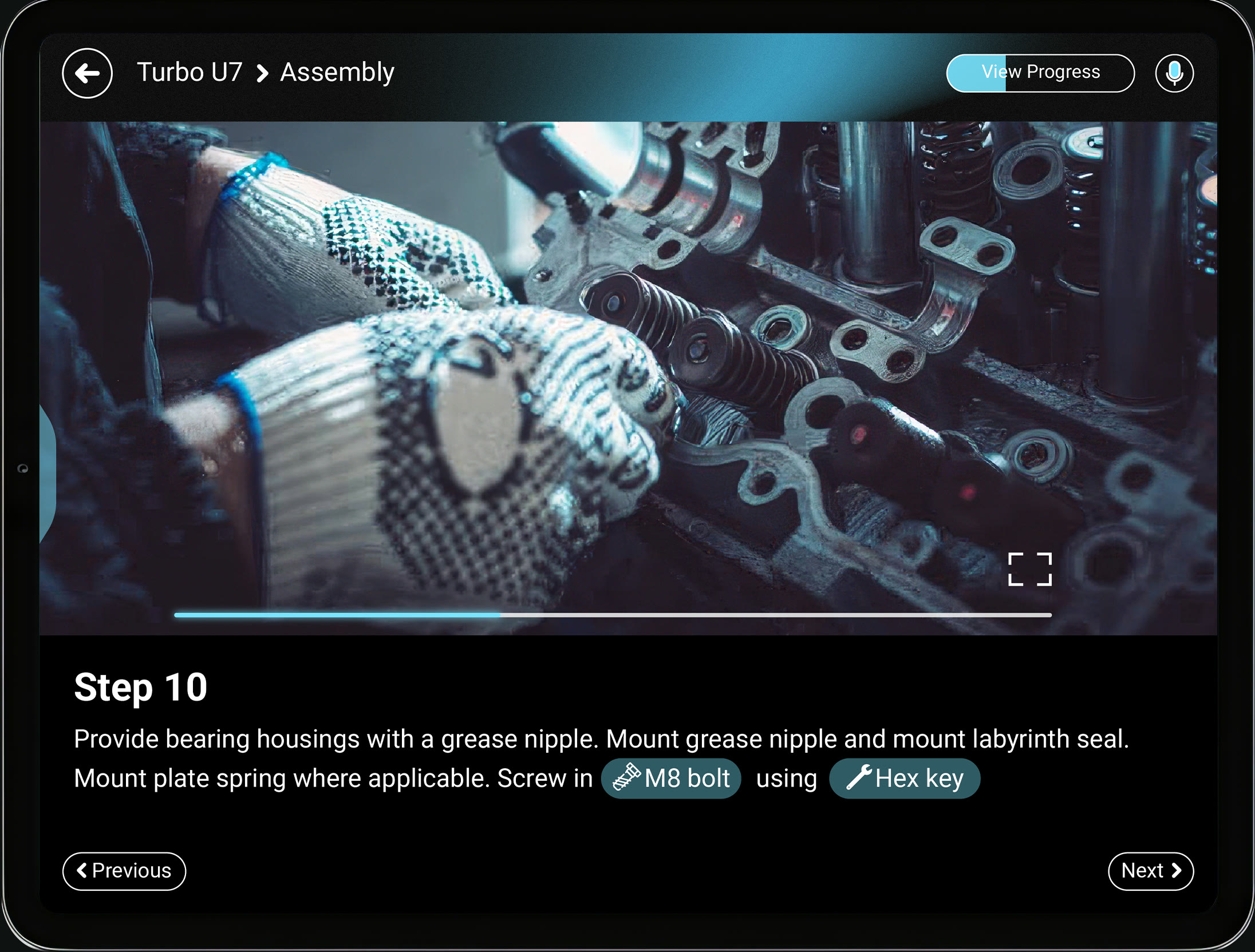 The EKKO player on a tablet: Turbo U7, assembly, step 10, a video with the written instruction under it
